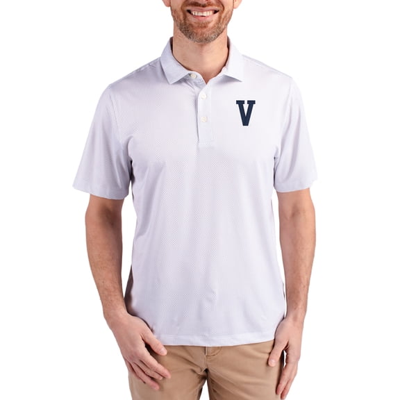 Men's Cutter & Buck White Villanova Wildcats Pike Eco Symmetry Print Stretch Polo