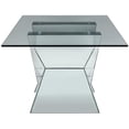 thumbnail image 3 of Wood and Glass Dining Table with Mirror and Faux Crystal Inlays, Silver and Clear, 3 of 5