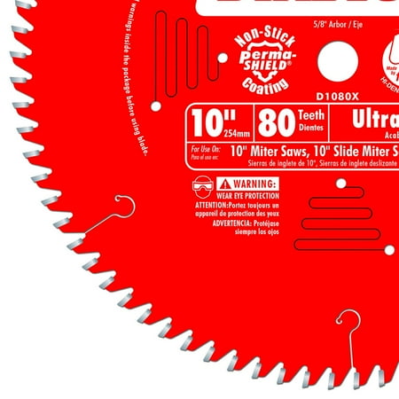 - Diablo D1080X 10-Inch 80 Tpi Ultra Finish Chop/Slide Miter And Table Saw Blade