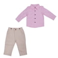 thumbnail image 4 of Conjunto de traje de caballero para bebé, camisa a rayas exquisita, pantalones con tirantes, conjunto de traje con pajarita, color rosa, 80cm, 4 of 5