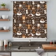 thumbnail image 5 of Coffee Sheer Curtains 63 Inches Long, Brown Retro Coffee Theme Beans Latte Tea Cup Light Filering Curtains, Breathable Simi Curtain Privacy Drapes for Living Room Bedroom Lightweight Window Treatment, 5 of 9