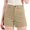 Khaki, variant on AOOCHASLIY Fall Clothes Womens Summer Casual Stretch Twill Shorts Plus Size Thin Waist Pull On Regular Fit Hiking Shorts With Pockets