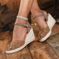 thumbnail image 6 of YLYL Women's Espadrilles Sandals Ankle Strap Buckle Closed Toe Platform Wedge Heel Summer Sandals, 6 of 9