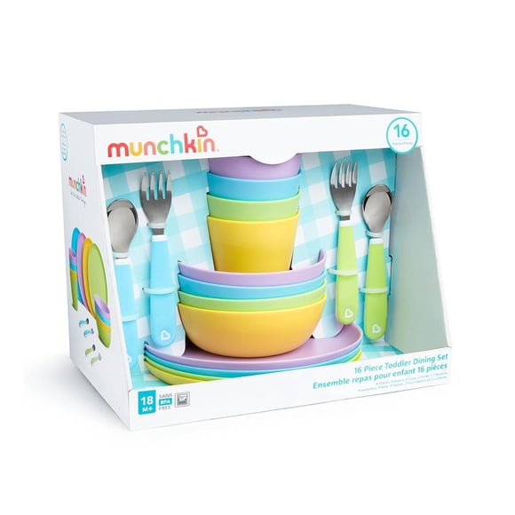 Set Alimentacion 16 piezas Munchkin cubiertos, platos y vasos