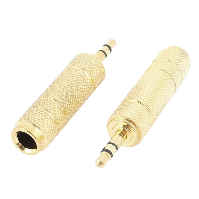2 Pcs Gold Plated 3.5mm Male Connector to 6.5mm Female Jack Stereo Adapter Converter