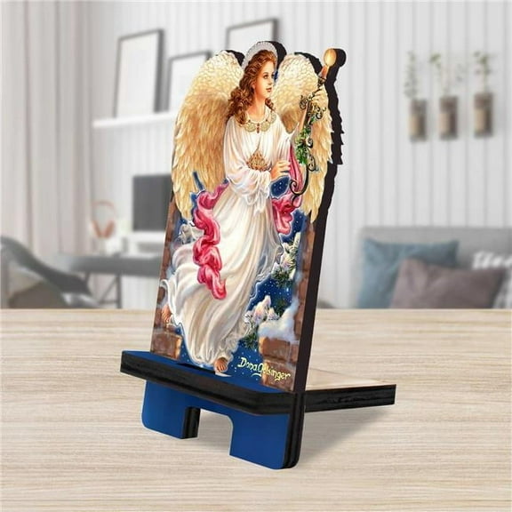 Designocracy 892076C-DG 6 x 3 x 3 in. Angel of the Light Cell Phone Stand Inspirational Decor with Wood Mobile Holder Organizer