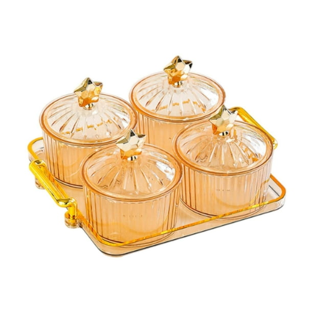 Plato de frutos secos, aperitivos, cajas de almacenamiento de alimentos, contenedores, aperitivos, dulces y frutos secos. 4 rejilla