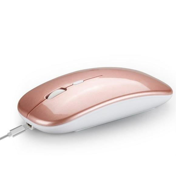 HXSJ HXSJ M90 Souris Sans Fil à Double Mode avec 2.4G et Bluetooth 5.0, Rechargeable, Clic Silencieux, DPI Réglable, Design Mince, Or Rose pour Utilisation sur Ordinateur Portable et de Bureau