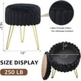 thumbnail image 2 of Vanity Stool with Storage, Faux Fur Ottoman Chair with Metal Legs, Round Makeup Vanity Chair for Bedroom or Dressing Table, Modern Small Ottoman Seat (Black), 2 of 13