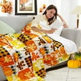 thumbnail image 4 of Fall Plaid Throw Blanket 50" x 60", Fall Blankets and Throws, Cozy Fall Fleece Throw Blanket for Couch, Autumn Pumpkin and Leaves Blanket, Fall Throws, 4 of 6