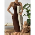thumbnail image 6 of Leopard Color Block Cutout Sleeveless Knee-Length Dress, 6 of 8