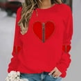thumbnail image 4 of successthop Zip Up Sweatshirt No Hood Women Heart Casual Crewneck No Hood Clothes Long Sleeve Outfits Vacation Tops L, 4 of 6