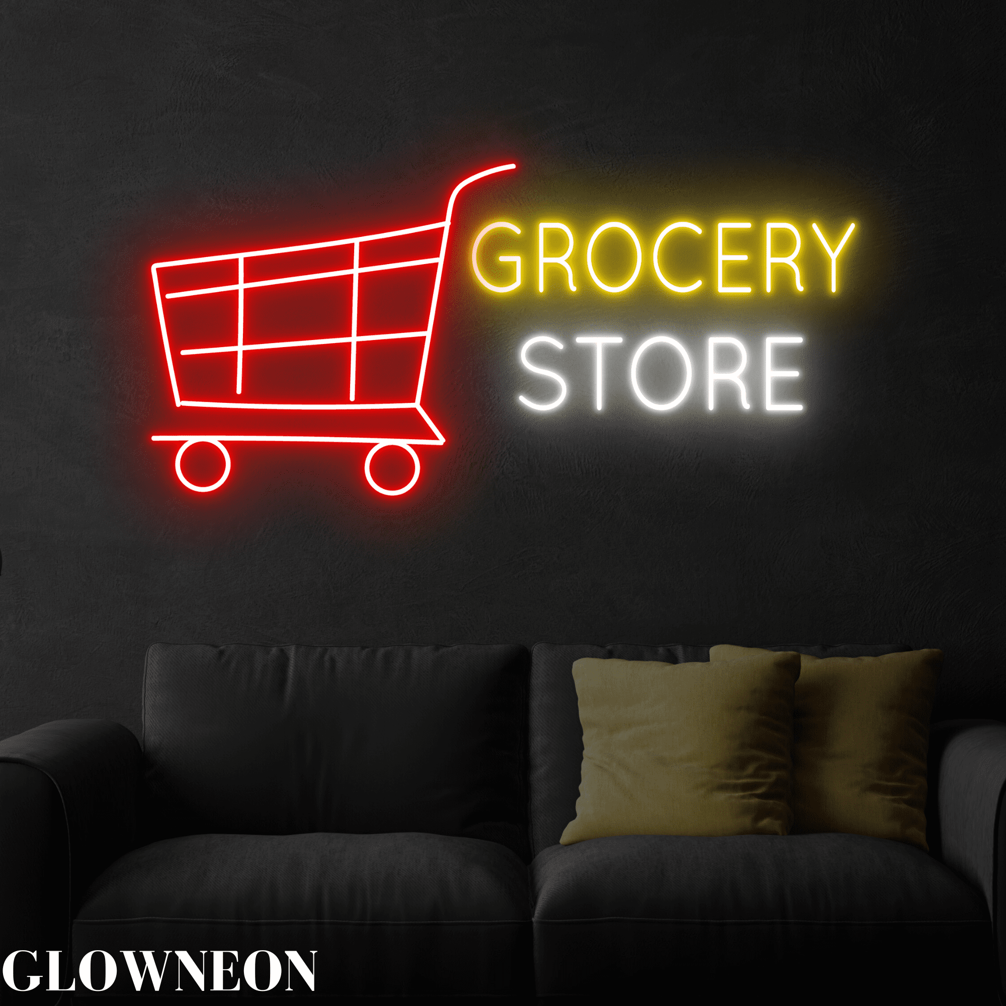 Glownneon Grocery Store Open Sign, Food & Drink Grocery Shop Neon Led
