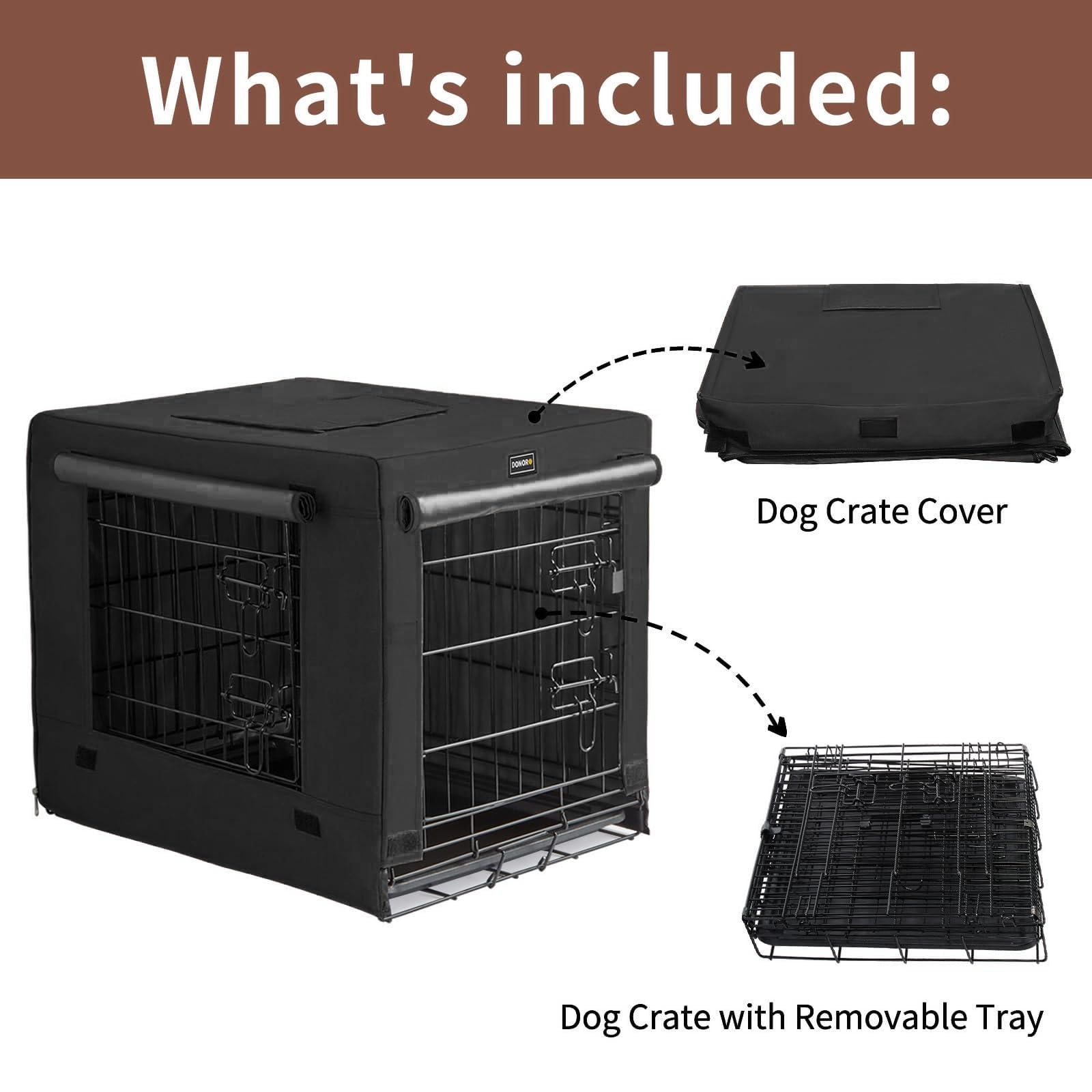 Dog Crates For Small Size Dogs Indoor Double Door Kennels & Houses Puppy And Cats  Collapsible Metal Contour Cages (black 42.0" L X 28.0" W 31.0" H)