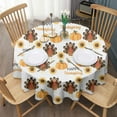 thumbnail image 3 of Happy Thanksgiving Turkey Fall Pumpkin Round Tablecloth 60" X 60",Wrinkle Wipeable Table Cloth for Kitchen Dining Room Picnic Patio Party, 3 of 6