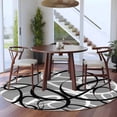 thumbnail image 3 of Round Rug 5ft Area Rug,Abstraction Distortion Lines Art Area Rugs for Living Room Bedroom,Black White Gray Floor Mat Non-Slip Non-Shedding Carpet Indoor Accent Rugs, 3 of 9