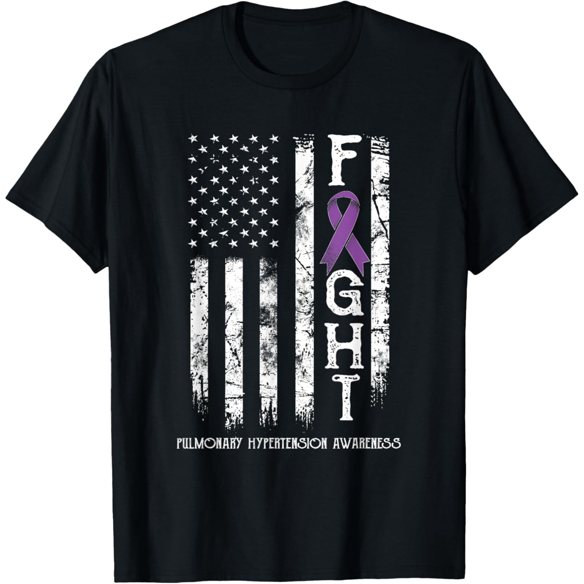 Pulmonary Hypertension Warrior US Flag T-Shirt