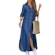 thumbnail image 1 of Vestido camisero con botones y mangas 3/4 enrolladas para mujer, informal, estampado floral, largo, holgado, 1 of 3