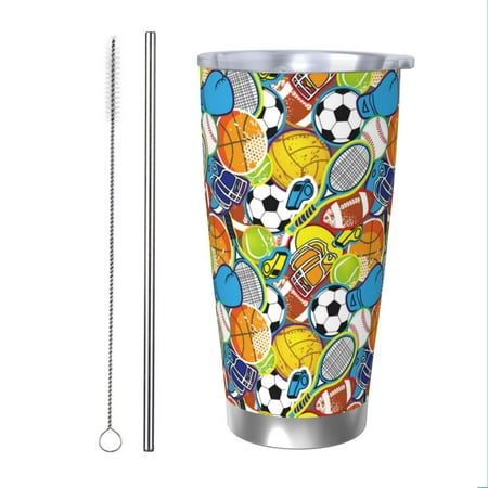 

Vsdgher Various Balls 20 Oz Stainless Steel Vacuum Insulated Travel Mug Coffee Cup for Home Office Outdoor Works Great for Ice Drinks and Hot Beverage -Straw Two-piece Set