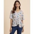 thumbnail image 2 of Moomaya Elegant V-Neck Peplum Top, Wrap Style Women Summer Top, 2 of 8