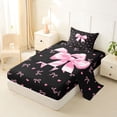 thumbnail image 2 of Erosebridal Girly Bow Twin Sheet Sets, Cute Princess Cartoon Bedding, Black Pink, 3 Pieces, 2 of 5