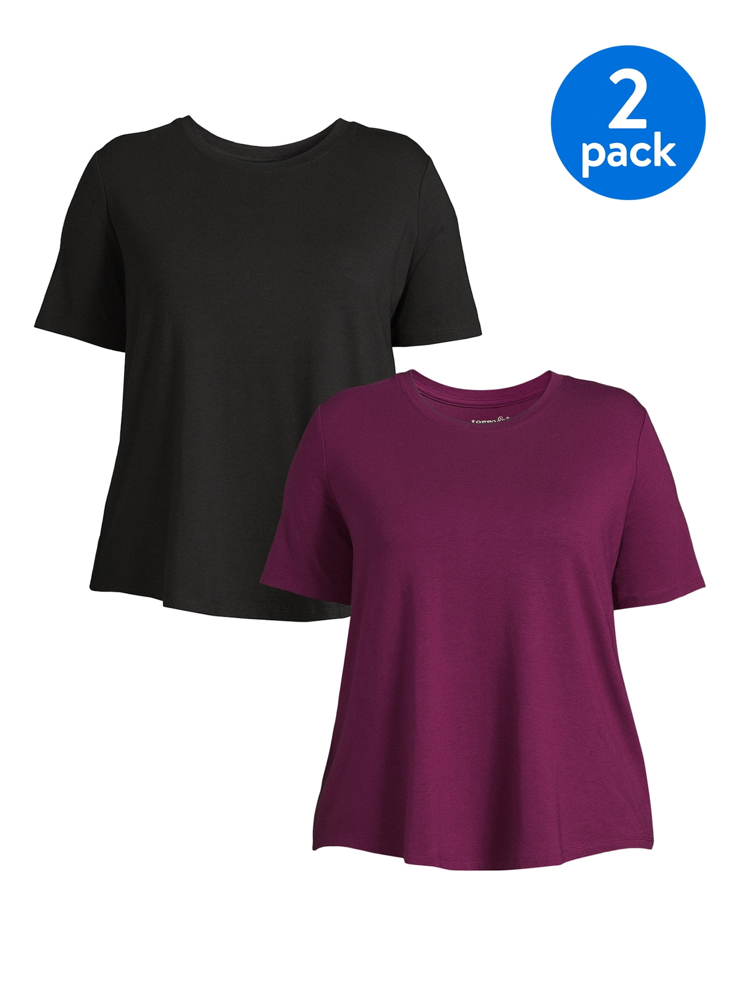 Terra & Sky Terra & Sky Women's Plus Size CREW NECK TSHIRT 2PK