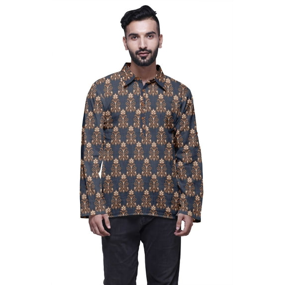 Atasi Long Sleeve Casual Clothing Printed Short Kurta For Men Ethnic Wear