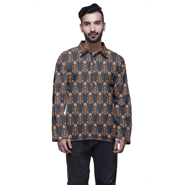 Atasi Printed Button Placket Traditional Kurta For Men Short Kurta Shirt For Boy
