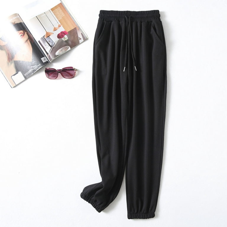 up Pants for Women Work Casual plus Size 80s Pants for Women Womens Casual  Hop Trousers Elastic Drawstring High Waist Solid Color Super Soft Winter