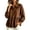 Brown, variant on Women's Casual Lantern Sleeve Blouse Long Sleeve Tops V Neck Lapel Ruffle Hem Babydoll Shirts