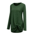 thumbnail image 6 of Women's T-Shirts Long Sleeve Womens Fall Tops Loose Cotton Blend Wearing Daily Cute Tee Shirts Green 2XL, 6 of 9