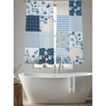 thumbnail image 5 of Blue Floral Sheer Curtains 63 Inch Length 2 Panels Set, Spring Flowers Plants Patchwork Grid Bohemia Voile Window Treatment Rod Pocket Curtains Sheers Drapes for Bedroom/Living Room/Kitchen 52x"63"x2, 5 of 7