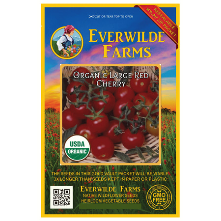 - Everwilde Farms - 50 Organic Large Red Cherry Heirloom Tomato Seeds - Gold Vault Jumbo Bulk Seed Packet