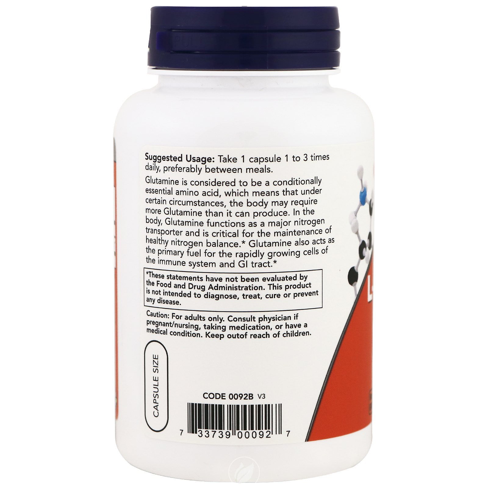 NOW Supplements, L-Glutamine 500 mg, Nitrogen Transporter* Amino Acid, 120  Veg Capsules