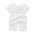 thumbnail image 4 of Sngxgn Baby Ribbed Short Sleeve Bodysuit Neck Toddler Romper for All Seasons(White,59), 4 of 4