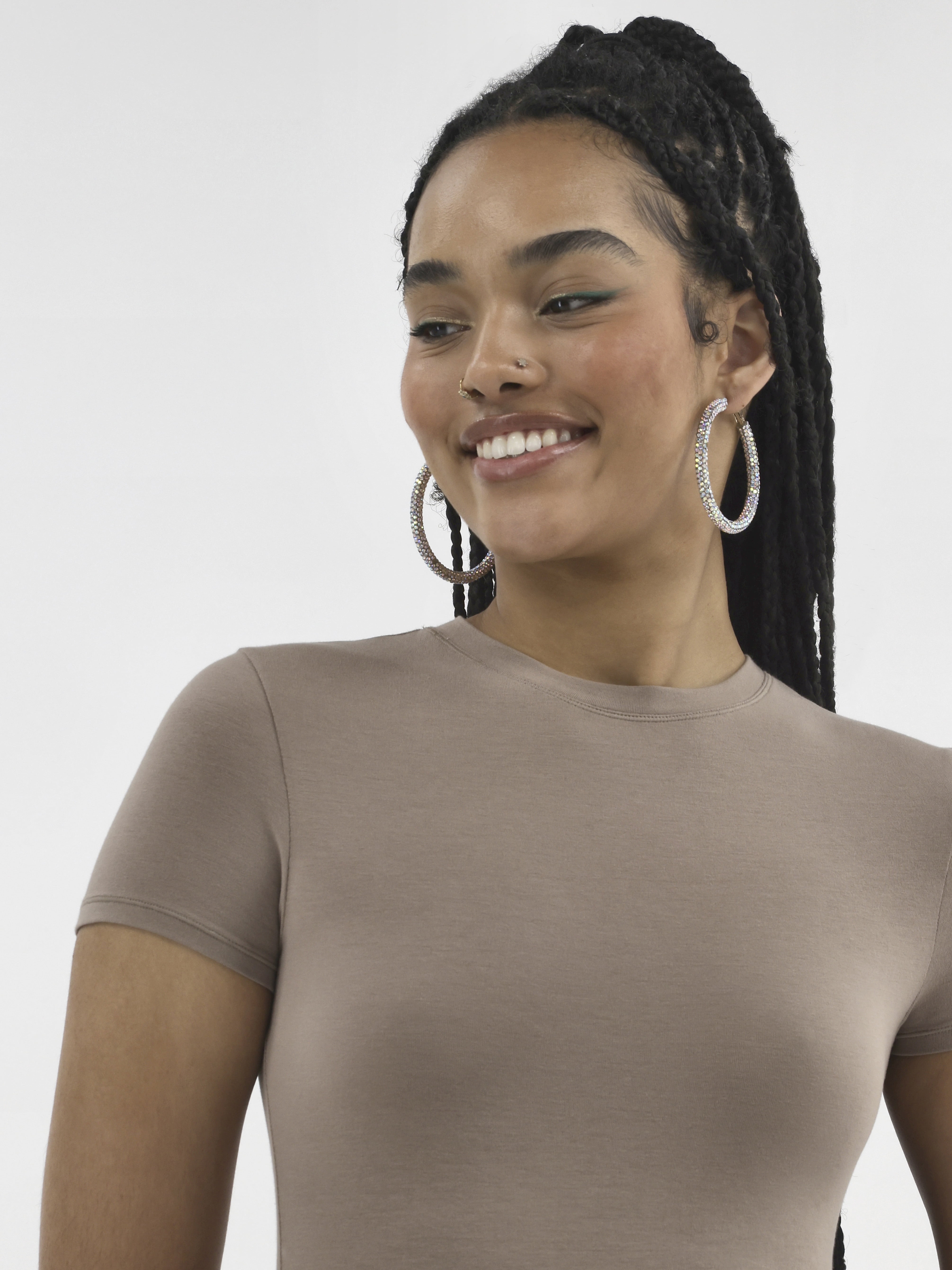 No Boundaries Cotton Stretch Jersey T-Shirt Bodysuit, Women’s XS-3XL