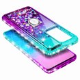 thumbnail image 4 of Compatible with Samsung Galaxy S20 Case with Tempered Glass Screen Protector, Ring Holder/Wrist Strap, Nagebee Glitter Liquid Floating Waterfall Cute Phone Cover (Aqua/Purple), 4 of 6