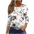 thumbnail image 5 of Elvqul Pullover Tops for Women 3/4 Sleeve Shirts Crew Neck Loose Winter Graphic Womens Tops Casual, 5 of 8