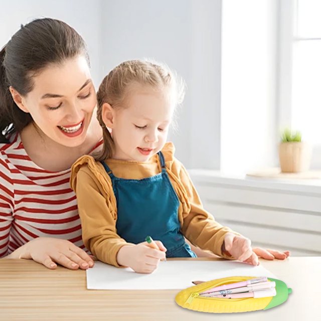 Estuche para lápices de gel de sílice Txmfgh con forma de vegetal, multifuncional y portátil, ideal para la escuela y el hogar.
