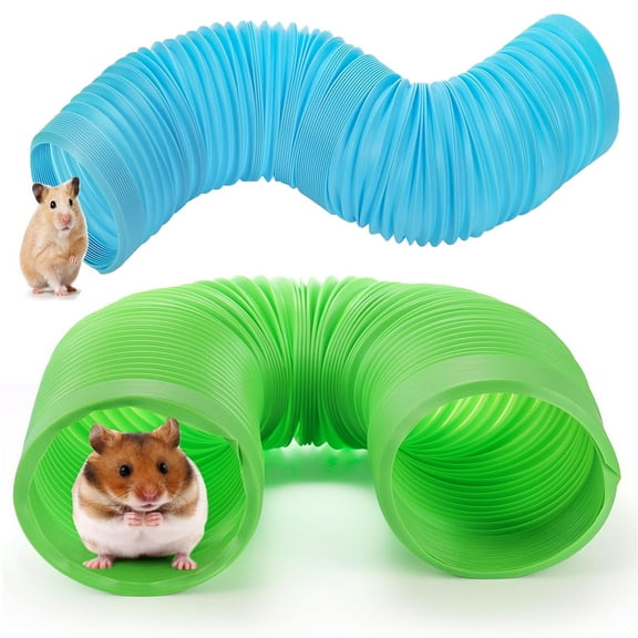 Jiaroutk Hamster Tunnel Tube Toy, 2 PCS Collapsible Plastic Tube Hideout for Dwarf Hamsters, Guinea Pigs, Rats, Mice, Ferrets, Chinchillas