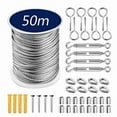 thumbnail image 4 of 15/30/50 Meter Steel PVC Coated Flexible Wire Rope Soft Cable Transparent Stainless Steel Clothesline Diameter 2mm Kit (50M), 4 of 7