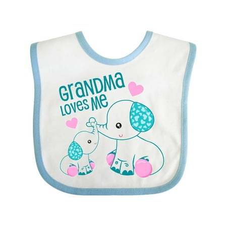 

Inktastic Grandma Loves Me-cute Elephants Gift Baby Boy or Baby Girl Bib