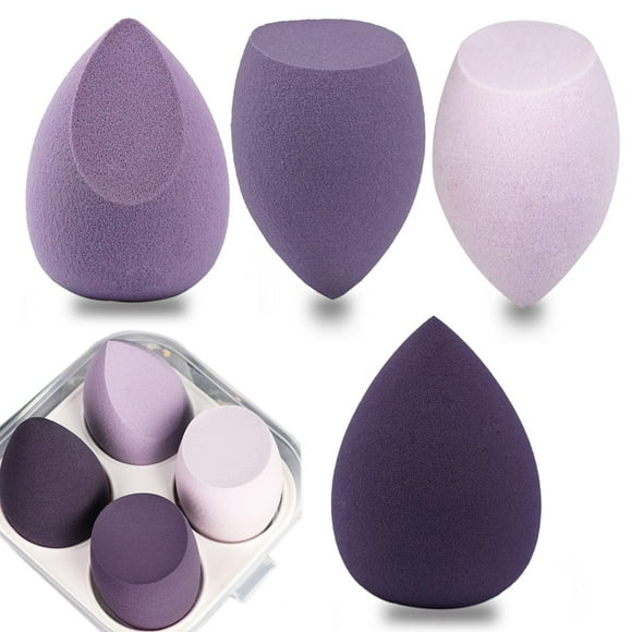 Ensemble de 4 Éponges de Maquillage, Éponge Douce pour Fond de Teint Liquide, Crèmes et Poudres, Sans Latex, Maquillage Humide et Sec Série Oeuf-Violet