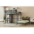 thumbnail image 6 of Newest Full over Twin Metal Bunk Bed with Desk , Bookshelves, Detachable Metal Bunk Bed with LED , Charge Station, Black, 6 of 6
