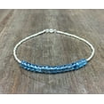 thumbnail image 2 of London Blue Topaz 3-3.5mm Rondelle Shape Faceted Cut Beads 7 inch Silver Plated Clasp Bracelet for men, women, unisex. Link Chain Stacking Bracelet.|LINK_04526, 2 of 3