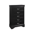 thumbnail image 4 of 6pc Transitional Louis Philip Queen Panel Bed Set Dresser Mirror Nightstand Chest Black Finish Wooden Louise Bedroom Furniture, 4 of 5