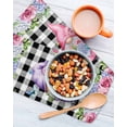 thumbnail image 3 of Spring Gnomes Kitchen Dish Towels for Drying Dishes Set of 2, Botanical Rose Leaves Black Buffalo Plaid Waffle Weave Microfiber Hand Tea Bathroom Towels Quick Dry & Absorbent Towel 12x12, 3 of 7