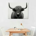 thumbnail image 2 of COMIO  Sylvie B&amp;W Highland Cow Portrait Framed Canvas Wall Art, Rustic Farm Animal Art for Wall, 2 of 4
