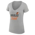thumbnail image 2 of Women's G-III 4Her by Carl Banks Heather Gray Baltimore Orioles Super-Slim Fit Lightweight Team Graphic V-Neck T-Shirt, 2 of 3
