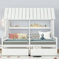 thumbnail image 3 of Harper & Bright Designs Double Shared Bed, Twin Size House Platform Beds with Two Drawers for Boys Girls, House Bed Frame Combination of 2 Side by Side Twin Size Beds, White, 3 of 10